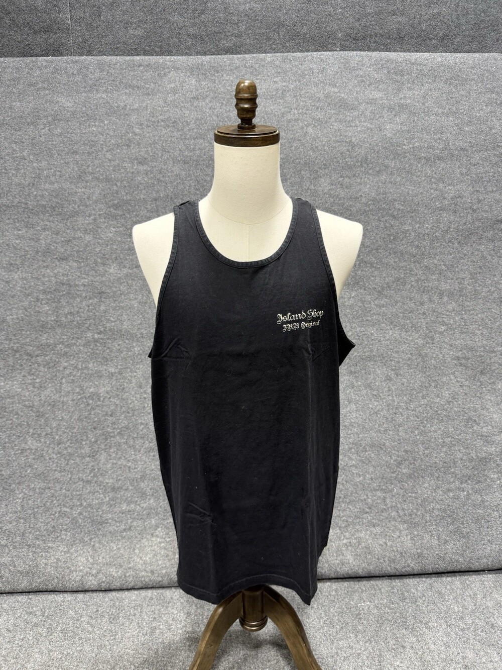 Island Shop Tank Top Men’s Black Graphic Sleeveless Beach Surf Cotton Shirt